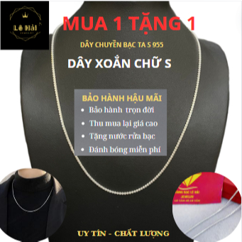 Dây chuyền bạc nam,chất liệu bạc S950,dây xoắn chữ S 2,4 chỉ dài 50cm,2,6(55cm),2,8(60cm).