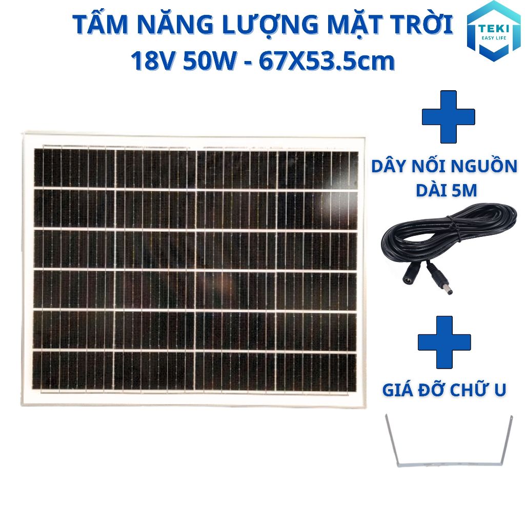TẤM NĂNG LƯỢNG MẶT TRỜI MONO 18V 50W 67x53.5cm - TEKI