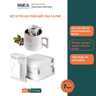 Set 50 túi lọc cà phê, lọc trà kiểu Nhật, phin giấy pha cà phê Hạt A siêu tiện lợi khi đi du lịch, đi công tác