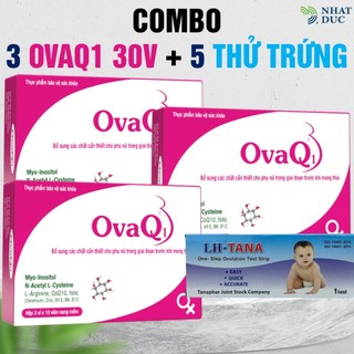 combo 3 OvaQ1 30v + 5 que thử rụng trứng thực phẩm bảo vệ sức khoẻ - Nhật Đức