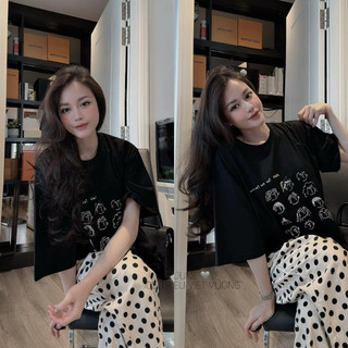 Bộ cộc đen abao quần chấm bi trắng
