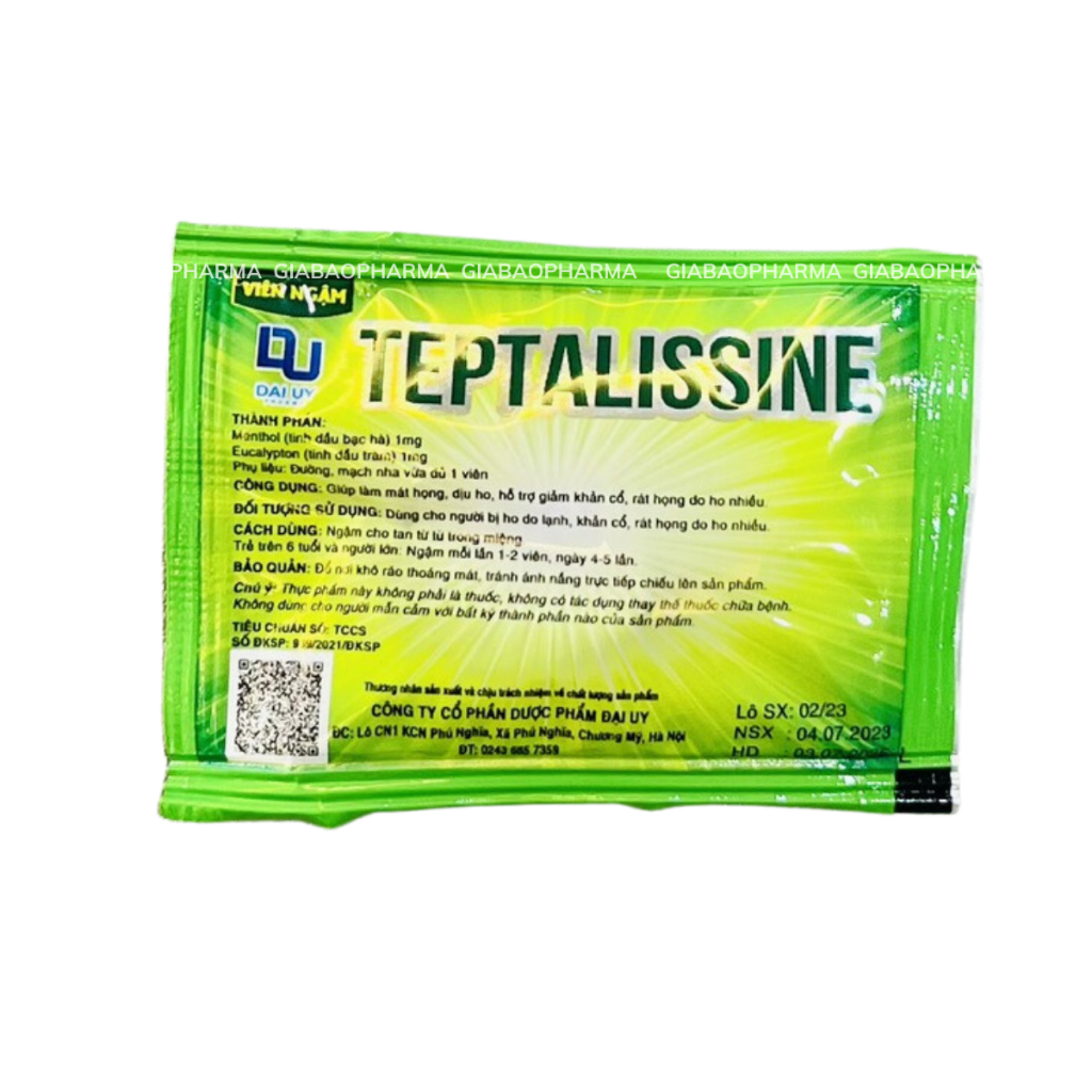 Combo 5 viên ngậm Teptalissine hỗ trợ giúp làm mát họng, dịu ho, hỗ trợ giảm khản cổ, rát họng