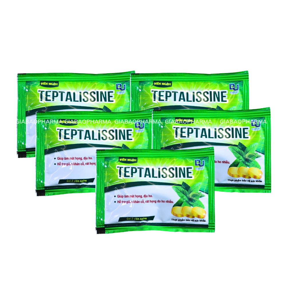 Combo 5 viên ngậm Teptalissine hỗ trợ giúp làm mát họng, dịu ho, hỗ trợ giảm khản cổ, rát họng