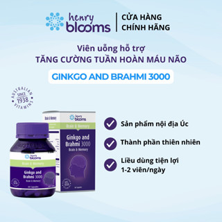 Viên uống hỗ trợ hoạt huyết Henry Blooms Ginkgo & Brahmi 3000 (60 viên) tăng cường tuần hoàn máu não HB0006/18