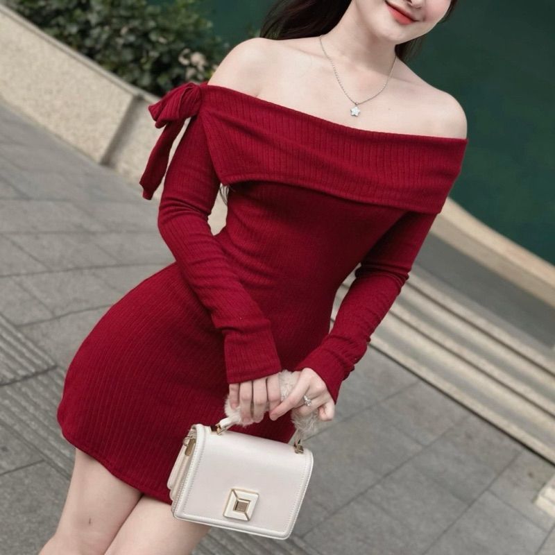 Đầm Body Trễ Vai Dài Tay Dáng Ngắn Siêu Hot PHADAVI  - P4 | BigBuy360 - bigbuy360.vn