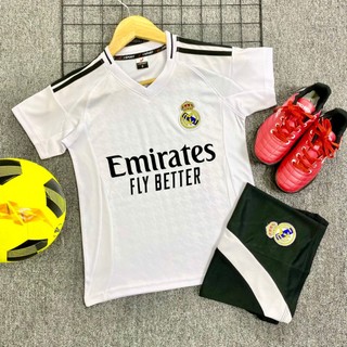 Áo Bóng Đá Trẻ Em Real Madrid Trắng 2024, Áo Đá Banh Trẻ Em Mới Nhất