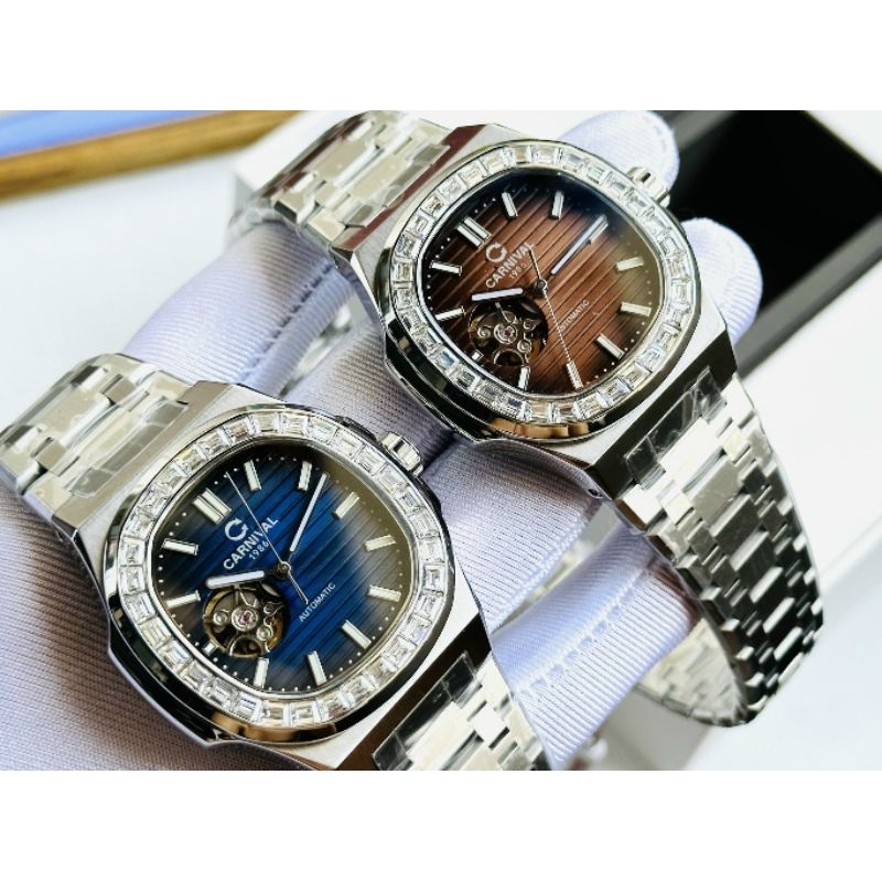[Chính Hãng 100%] Đồng Hồ Nam  Carnival Nautilus 8128G (8128) (Viền Đá) Máy Cơ (Automatic) Japan Siz