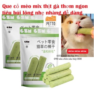 [hoả tốc pettohouse] thanh cỏ mèo kết hợp thịt gà, cỏ bạc hà khô catnip cho mèo 40ml, 30gram