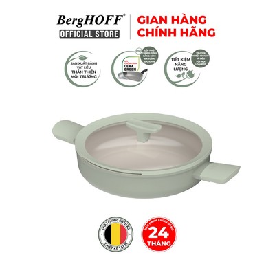 Chảo chống dính 2 tay cầm Berghoff Balance 26cm nắp kính, Hàng chính hãng, Bảo hành 24 tháng.