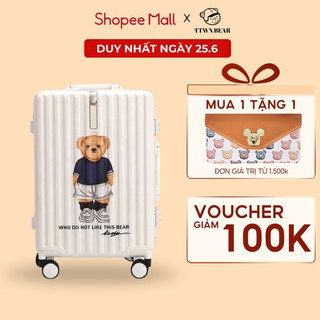 Vali kéo du lịch TTWN BEAR size 20, 24, 26 inch cao cấp CHÍNH HÃNG