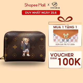Ví cầm tay nữ đựng tiền thẻ gấu TTWN BEAR TT1102 mini nhiều ngăn CHÍNH HÃNG