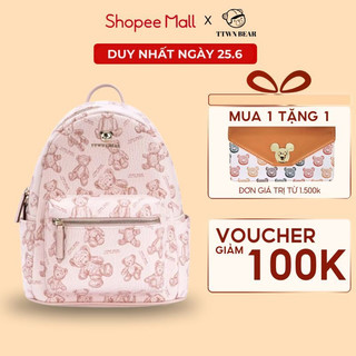 Balo gấu size L TTWN BEAR chính hãng, Balo da cao 32 cm tặng charm phong cách Hàn