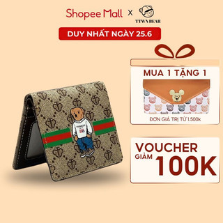 Ví gấu sz S TTWN BEAR TT2236  chính hãng , ví gập mini da nhiều màu thời trang