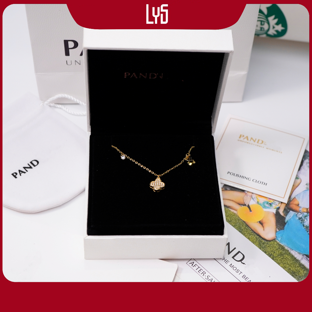 Vòng tay bạc Lys Lucky Four Leaf Star Gold Bracelet 2242RG - Vòng Tay Nữ Chuẩn Bạc đầy đủ phụ kiện P