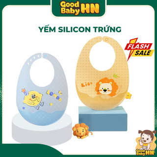 Yếm ăn dặm silicon có máng hứng thức ăn thừa, an toàn, sạch sẽ, dễ vệ sinh - Y28