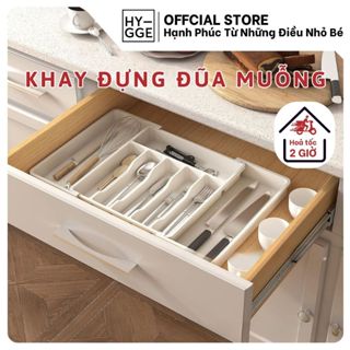 Khay Đựng Đũa Muỗng Dĩa Thìa Chia Ngăn Kéo Tủ Bếp HYGGE Có Thể Điều Chỉnh Kích Thước Tiện Lợi