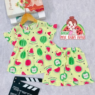 Quần áo bé gái set lanh bé gái ngắn Babydoll có tay shop mẹ dưa hấu 10-41kg
