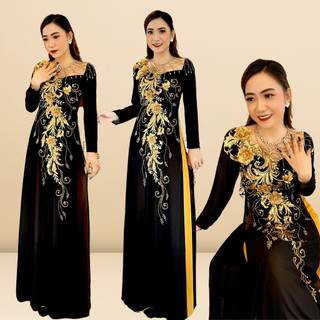Áo Dài Dạ Hội Đẳng Cấp Trung Niên Dự Tiệc Đen Nelly Dress