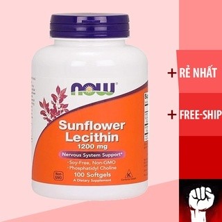 LECITHIN | Now Sunflower Lecithin 1200MG [100 - 200 Viên] - Chiết Xuất Hạt Hướng Dương - Chống tắc tia sữa