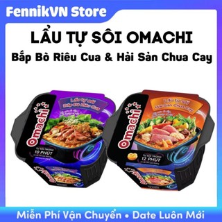 Omachi lẩu tự sôi bắp bò riêu cua 276g và lẩu hải sản chua cay 307g