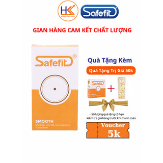 Bao cao su mỏng nhiều chất bôi trơn SafeFit Smooth 12 chiếc + tặng hộp 3 chiếc cùng loại