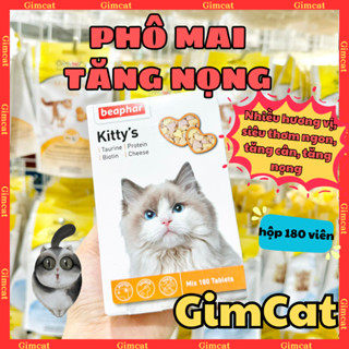 (THANH LÝ) Phô mai tăng nọng mặt cho mèo BEAPHAR Kitty's Cheese hộp 180 viên