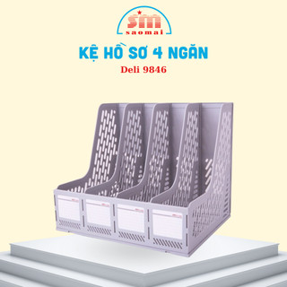 Kệ hồ sơ 4 ngăn deli 9846 khay tài liệu cứng 4 ngăn đứng v2060056 văn phòng phẩm sao mai