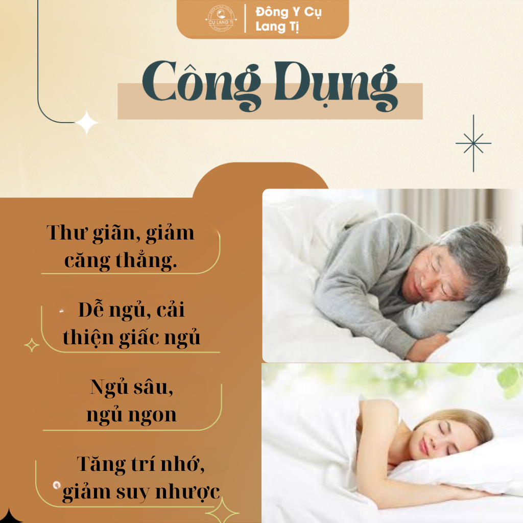 Viên An Thần Ngủ Ngon - Cụ Lang Tị - Mất Ngủ,Giúp Ngủ Ngon -Thành phần Tâm Sen, cây Xấu Hổ