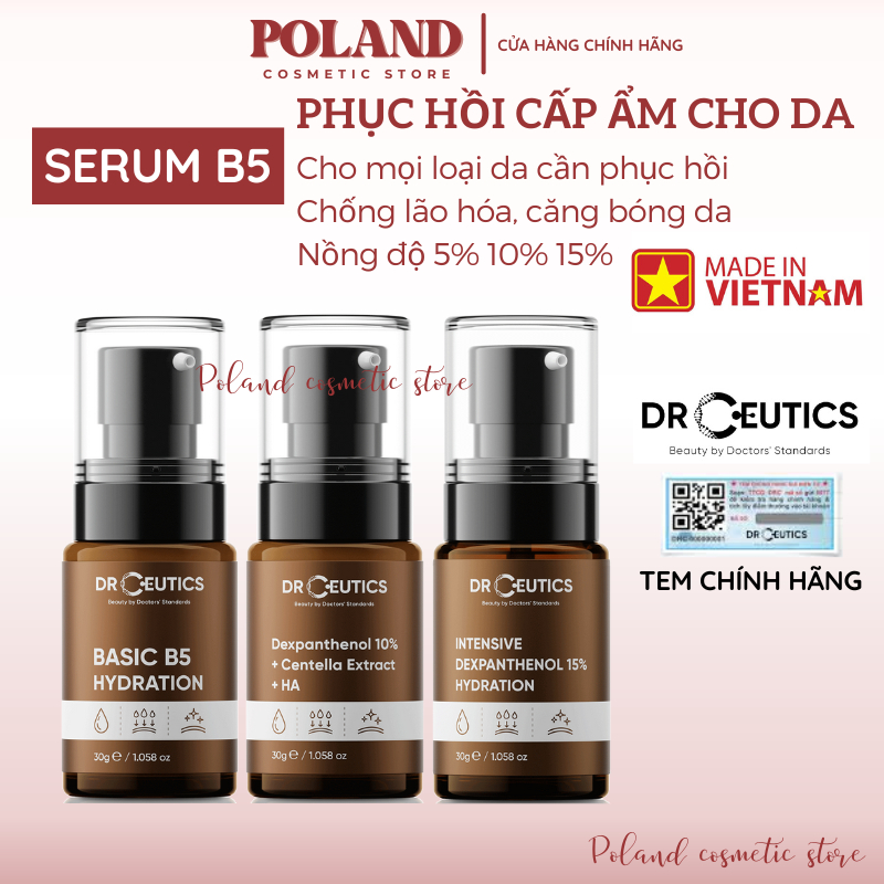 Serum B5 Drceutics, tinh chất B5 phục hồi da và HA cấp ẩm, chống lão hóa, căng bóng da, cho da dầu mụn 30ML 100ML