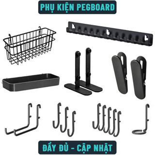 Phụ Kiện PEGBOARD gồm khay, giá đỡ, móc treo, chân đứng để bàn, thích hợp cho bảng dày 5mm, đầy đủ cập nhật liên tục