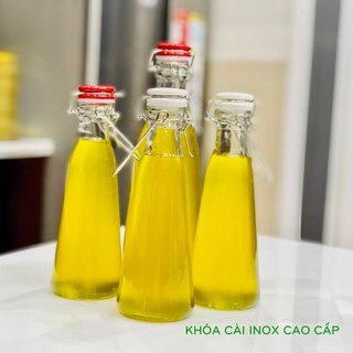 Chai thủy tinh Tháp nắp sứ gọng INOX cao cấp 500ml & 1000ml đựng detox, nước ép, sữa hạt, sữa tươi