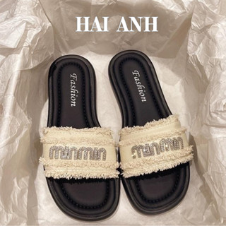 Dép Lê Nữ Quai Vải Min Đá Đế Thấp 2024 Phong Cách Mới Dép Đế Mềm - HẢI ANH SHOES