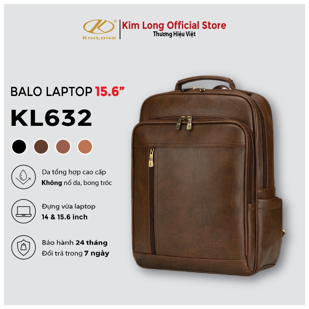 Balo Da Laptop 15.6 Inch Chất Liệu Da Không Bong Tróc Kim Long KL632