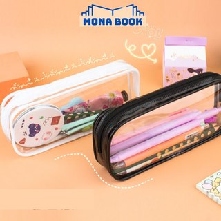 Túi đựng bút bóp viết trong suốt nhiều màu, bóp viết hộp bút trong suốt basic cao cấp cho học sinh