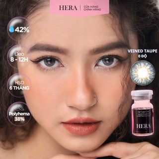 Kính Áp Tròng Hera Không Độ Xám Nâu Vân Rạn VEINED TAUPE  Nhập Khẩu Hàn Quốc Lens Không Cận 6 Tháng