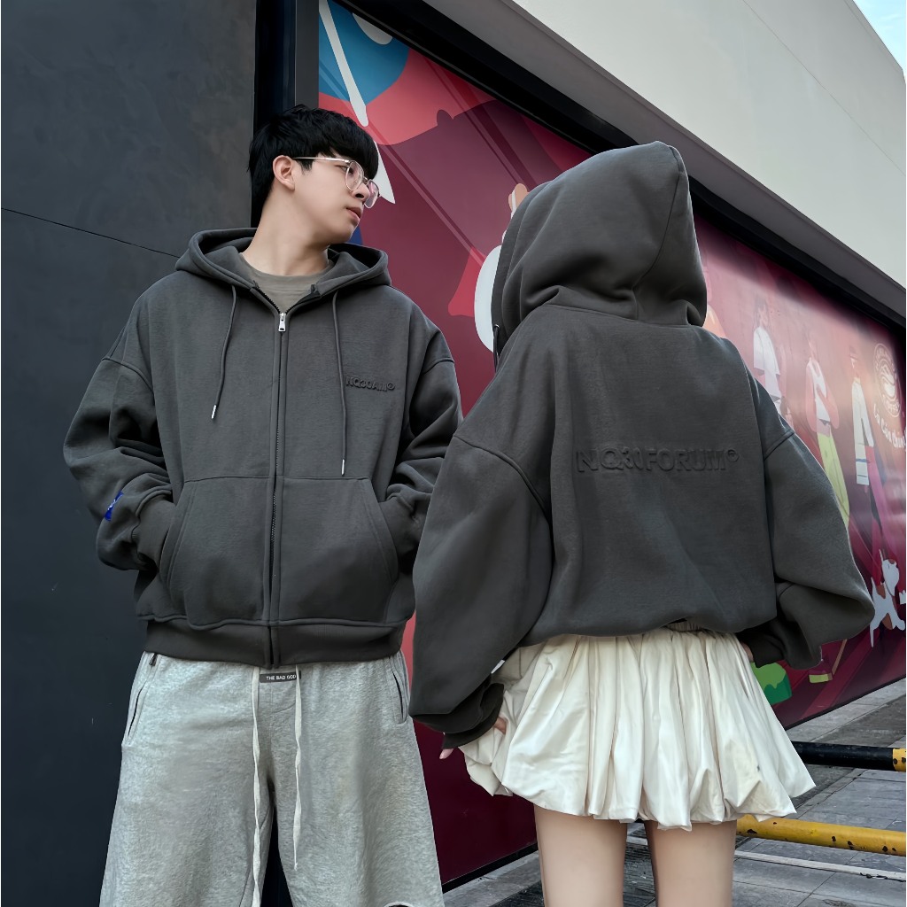 Áo Khoác Hoodie Zip Nỉ Cotton Dập Nổi NQ30 FORUM Form Boxy Nam Nữ Unisex | BigBuy360 - bigbuy360.vn