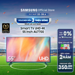 Smart Tivi Samsung Crystal UHD 4K 55 inch UA55AU7700KXXV - Miễn phí lắp đặt