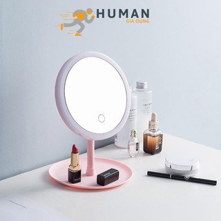 Gương soi trang điểm để bàn có đèn led cảm ứng nhiều chế độ sáng