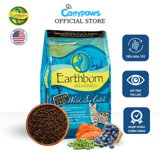 Thức ăn mèo và mèo con earthborn wild sea catch túi 2kg & 6kg - chính hãng nhập khẩu mỹ - đồ ăn dạng hạt dinh dưỡng mèo