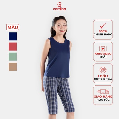 Đồ bộ nữ CARDINA chất liệu sợi lạnh Ice text cổ tròn kiểu dáng nhẹ nhàng thoải mái trẻ trung 4BIL01