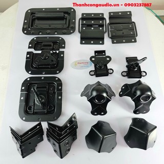 Trọn bộ MÀU ĐEN:Tay xách âm, khóa bướm, ke góc, bản lề tủ máy thiết bị âm thanh, nội thất. Loại tốt