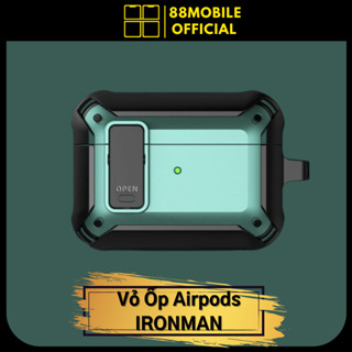 Vỏ case airpod pro 3 2 chống sốc IRONMAN, ốp airpods bảo vệ có nút khóa chống mở nắp 88Mobile