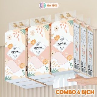 Khăn giấy cao cấp treo tường Top Gia sắc hạ 6 bịch, Giấy vệ sinh 4 lớp dày dặn an toàn, mềm mịn