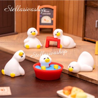 Tượng vịt trắng lờ đờ trang trí bàn, decor kệ sách, stellariva