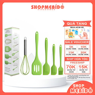 Bộ Dụng Cụ Làm Bánh Nấu Ăn Dụng Cụ Nhà Bếp 5 Món Silicone Chịu Nhiệt Cao Shop Mẹ Bí Đỏ