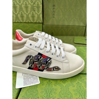 Giày thể thao Gucci rắn đính đá da xịn đế cao su bản cao cấp cho nam