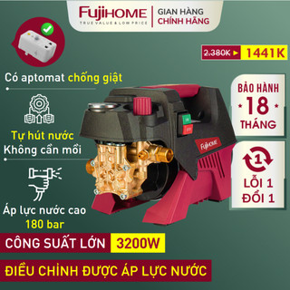 Máy Xịt Rửa Xe cao áp FUJIHOME, máy xịt phun rửa chỉnh tăng áp lực nước chống giật pressurewasher