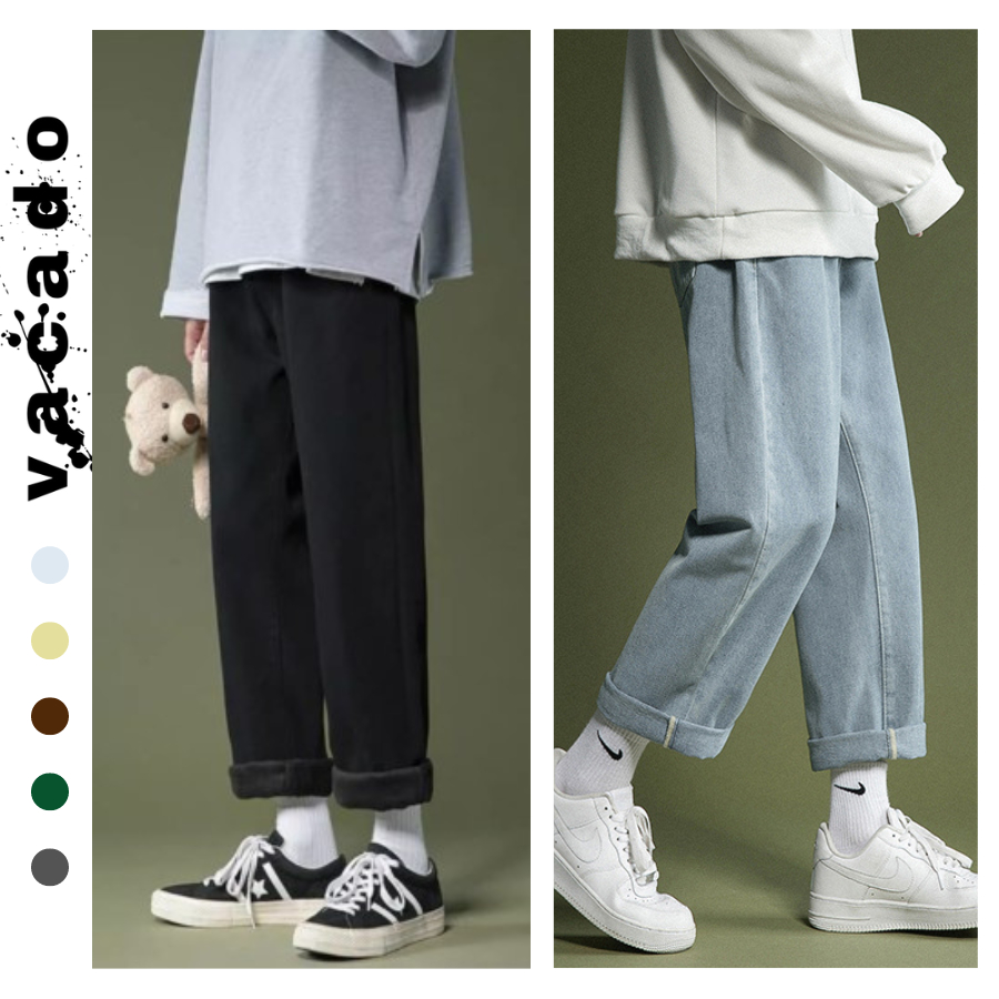 Quần Jean Nam Baggy Ống Rộng Màu Trơn T1 VACADO Store Chất Liệu Jean Cao Cấp
