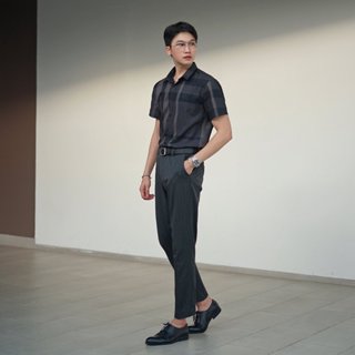 Áo sơ mi kẻ tay ngắn vải cotton , bbr cộc tay kẻ to thoáng mầu đen