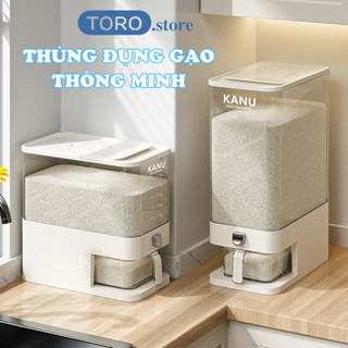 Thùng đựng gạo thông minh lấy gạo tự động chất liệu nhựa PET cao cấp không mùi an toàn cho sức khỏe ( 5kg-10kg )